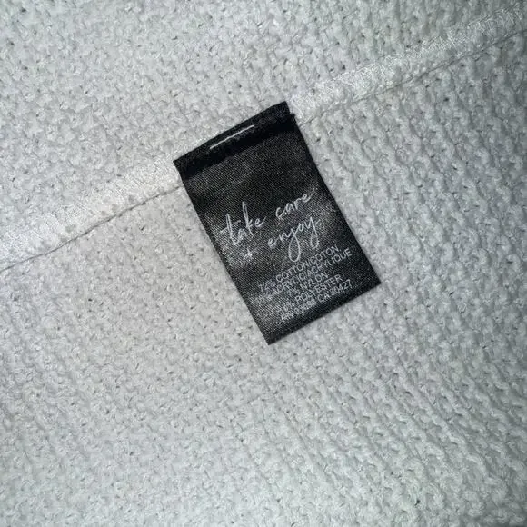 NIC + ZOE White Fringe Knit Jacket Open Front Zip Pockets Size M NWT - Picture 7 of 8